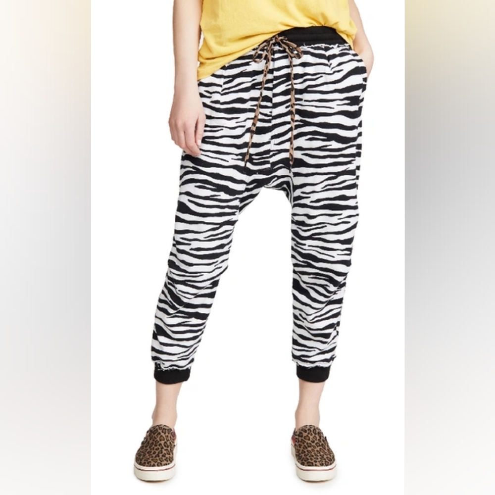 R13 Black & White Zebra Print Track Joggers M L